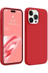 Newface İphone 15 Pro Max Kılıf First Silikon - Kırmızı