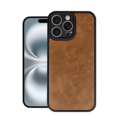 İphone 16 Pro Max Kılıf Aras Deri Kapak - Taba