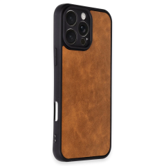 İphone 16 Pro Max Kılıf Aras Deri Kapak - Taba