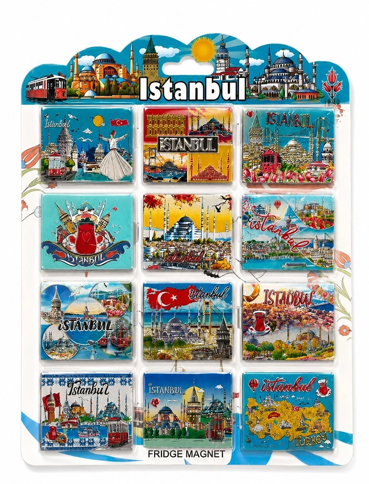İstanbul Temalı Silikon Buzdolapı Süsü Magnet 12'li Set Alk5806