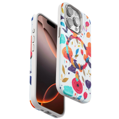 Onegif  İphone 15 Pro Flower Series Magsafe Kapak - Beyaz