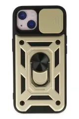 Newface İphone 14 Kılıf Pars Lens Yüzüklü Silikon - Gold