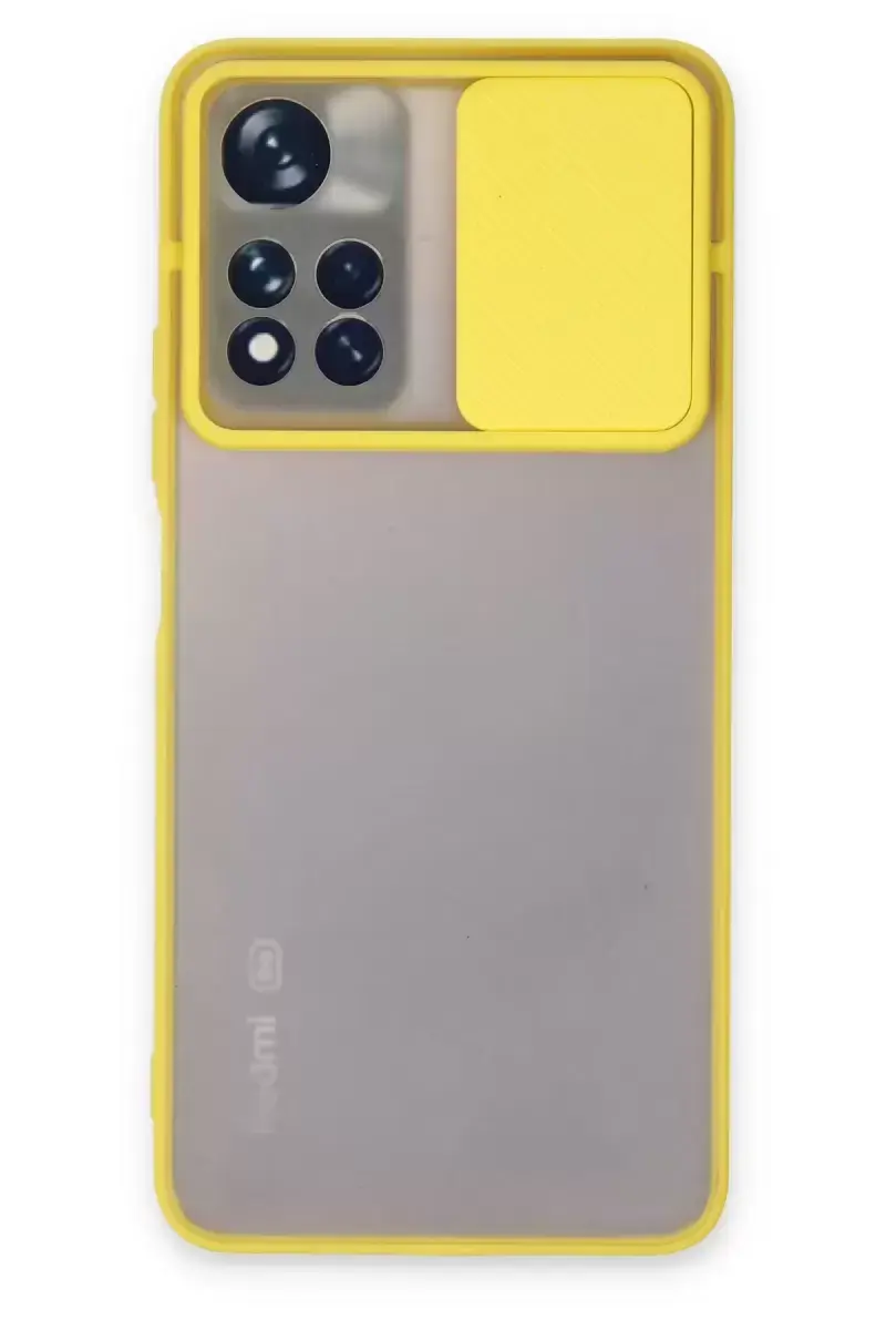 Newface Xiaomi Redmi Note 11 Pro Plus 5g Kılıf Palm Buzlu Kamera Sürgülü Silikon - Sarı