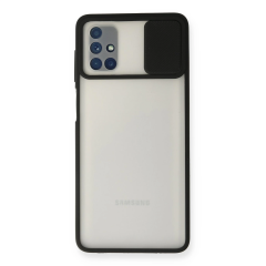 Samsung Galaxy M51 Kılıf Palm Buzlu Kamera Sürgülü Silikon - Siyah