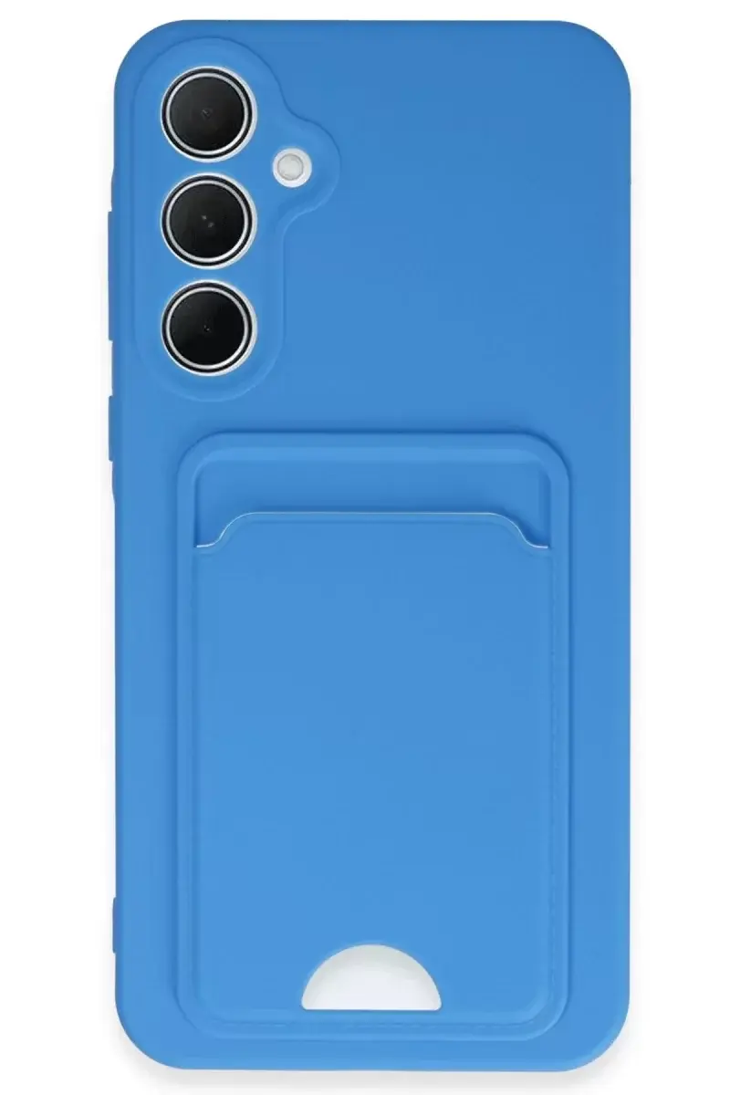 Newface Samsung Galaxy A35 5g Kılıf Kelvin Kartvizitli Silikon - Mavi