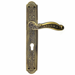 Antika Tarz Dekoratif Pirinç Ulu Model Desenli Yale, Dış Kapı Kolu - 354x57 Mm, Antik