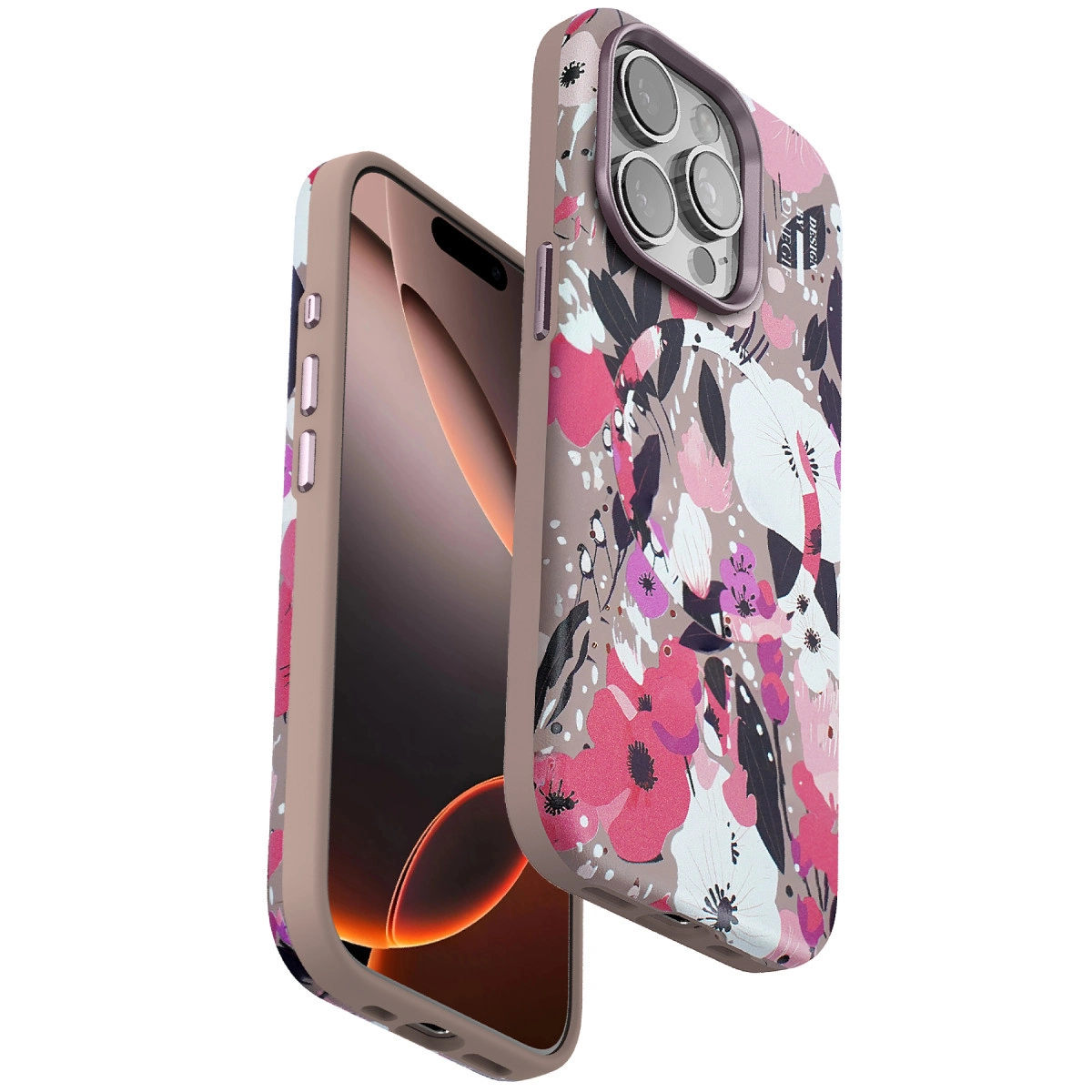 Onegif  İphone 15 Pro Flower Series Magsafe Kapak - Pembe