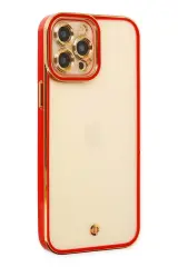 Newface İphone 12 Pro Max Kılıf Liva Lens Silikon - Kırmızı