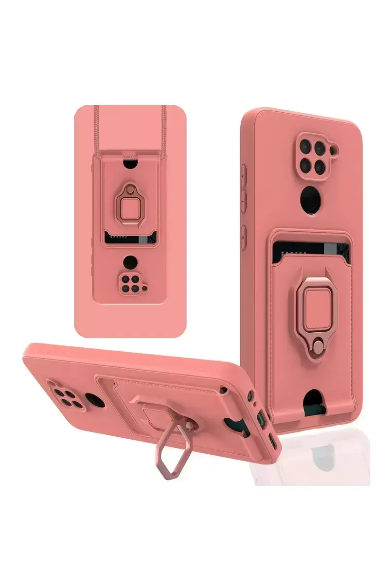 Newface Xiaomi Redmi Note 9 Kılıf Zuma Kartvizitli Yüzüklü Silikon - Pembe