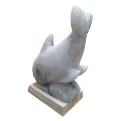 Yunus Balığı Şekilli Doğal Kaya Tuzu Lambası Çankırı Kablolu Ampüllü Beyaz 1-2 Kg