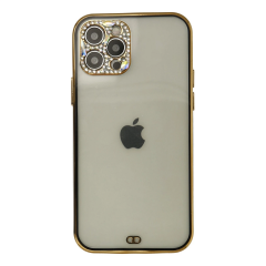 İphone 12 Pro Max Kılıf Liva Taşlı Silikon - Siyah