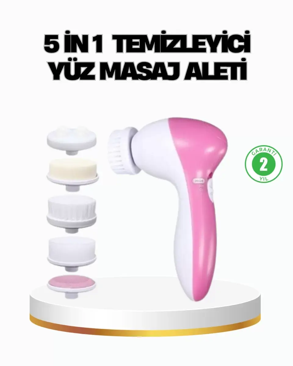 5’i 1 Arada Yüz Temizleme Cihazı – Masaj, Fırça, Peeling Ve Krem Uygulama Aparatlı