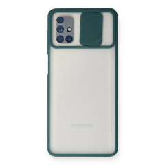 Samsung Galaxy M51 Kılıf Palm Buzlu Kamera Sürgülü Silikon - Yeşil