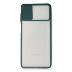 Samsung Galaxy M51 Kılıf Palm Buzlu Kamera Sürgülü Silikon - Yeşil