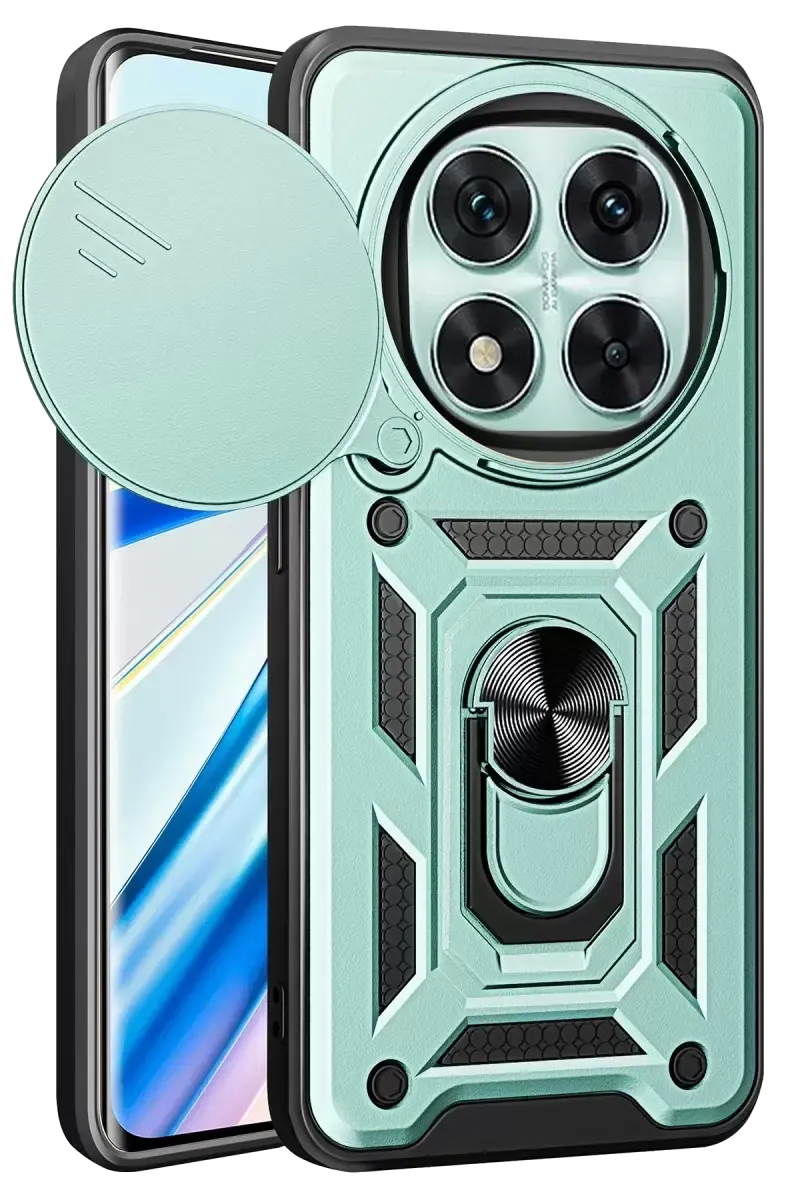 Newface Xiaomi Redmi Note 14 Pro 5g Kılıf Pars Lens Yüzüklü Silikon - Yeşil