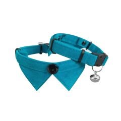 Markapet Kadife Zilli Yakalı Kedi Boyun Tasması 20-32 cm Turkuaz