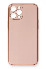 Newface İphone 12 Pro Max Kılıf Coco Deri Silikon Kapak - Pembe