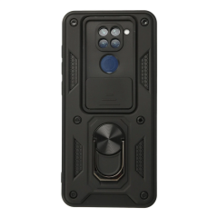 Xiaomi Redmi Note 9 Kılıf Pars Lens Yüzüklü Silikon - Siyah