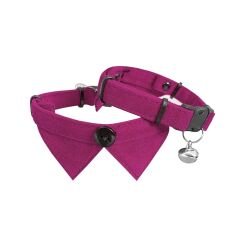 Markapet Kadife Zilli Yakalı Kedi Boyun Tasması 20-32 cm Fuşya