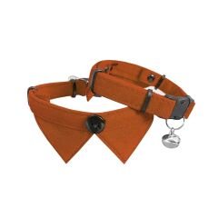 Markapet Kadife Zilli Yakalı Kedi Boyun Tasması 20-32 cm Turuncu