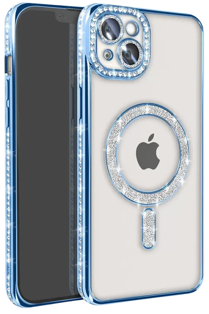 Newface İphone 14 Kılıf Joke Simli Magneticsafe Kılıf - Mavi