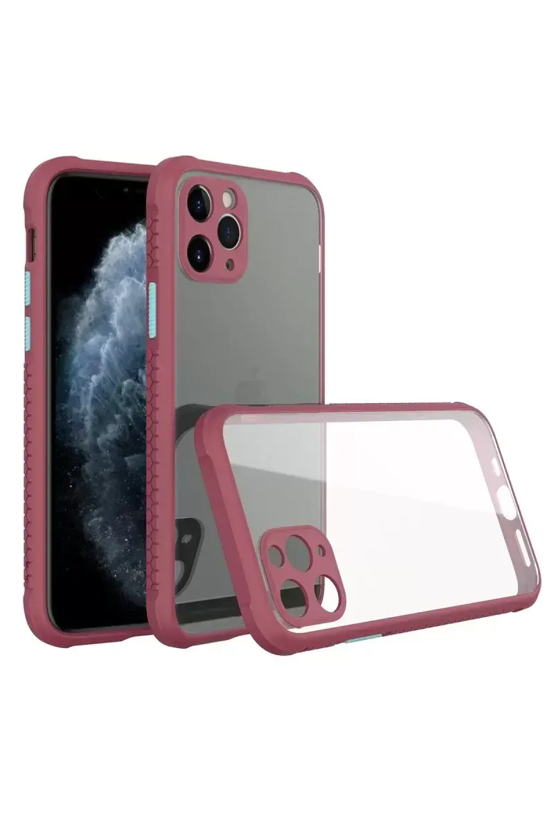 Newface İphone 11 Pro Kılıf Miami Şeffaf Silikon - Fuşya