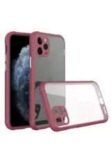Newface İphone 11 Pro Kılıf Miami Şeffaf Silikon - Fuşya
