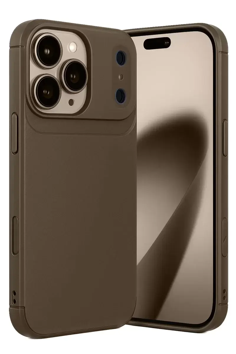 Newface Apple İphone 17 Pro Max Auto Focus Karbon Kapak - Kahverengi