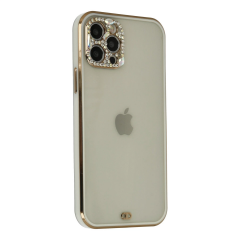 İphone 12 Pro Max Kılıf Liva Taşlı Silikon - Beyaz