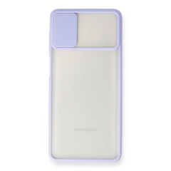 Samsung Galaxy M51 Kılıf Palm Buzlu Kamera Sürgülü Silikon - Lila