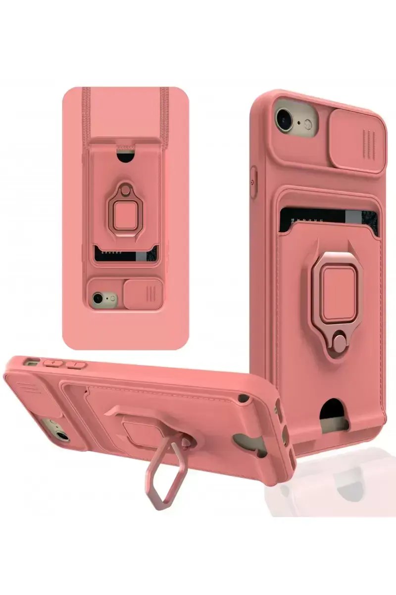 Newface İphone 6 Kılıf Zuma Kartvizitli Yüzüklü Silikon - Pembe