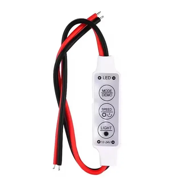 Powermaster 12-24 Volt Mini Üç Tuşlu Tek Renkli Led Kontrol Cihazı (kırmızı - Siyah Kablo)