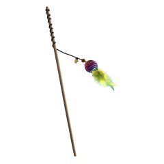 Gökkuşağı Tüylü Toplu Kedi Oltası Kedi Oyuncağı 40-55 cm Renkli