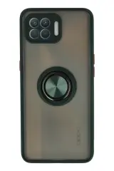 Newface Oppo Reno 4 Lite Kılıf Montreal Yüzüklü Silikon Kapak - Yeşil