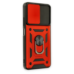 Xiaomi Redmi Note 11t Kılıf Pars Lens Yüzüklü Silikon - Kırmızı