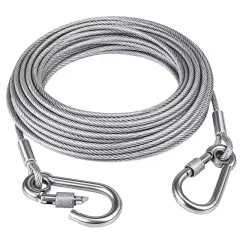 Sunup Sn-38108 10 Metre Çelik Köpek Bağlama Halatı Kilitli Karabina Pvc Kaplamalı
