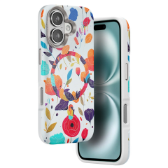 Onegif  İphone 16 Flower Series Magsafe Kapak - Beyaz