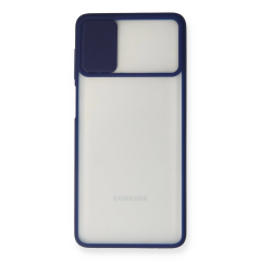 Samsung Galaxy M51 Kılıf Palm Buzlu Kamera Sürgülü Silikon - Lacivert