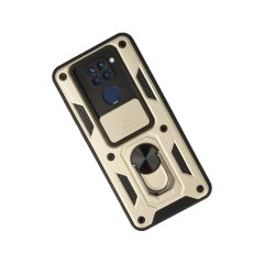 Xiaomi Redmi Note 9 Kılıf Pars Lens Yüzüklü Silikon - Gold