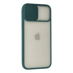 İphone 12 Pro Max Kılıf Palm Buzlu Kamera Sürgülü Silikon - Yeşil