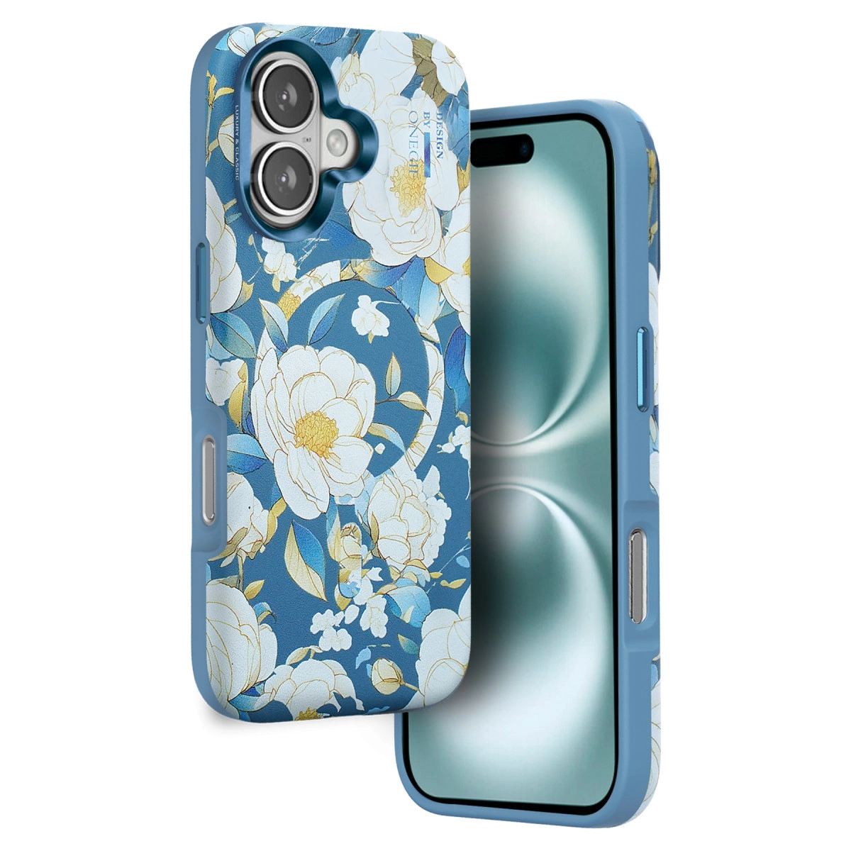 Onegif  İphone 16 Flower Series Magsafe Kapak - Mavi