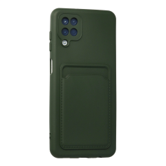 Samsung Galaxy A12 Kılıf Kelvin Kartvizitli Silikon - Koyu Yeşil