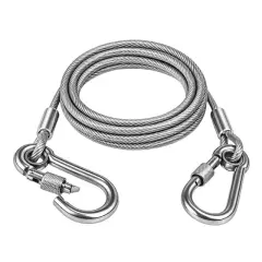 Sunup Sn-38106 2 Metre Çelik Köpek Bağlama Halatı Kilitli Karabina Pvc Kaplamalı