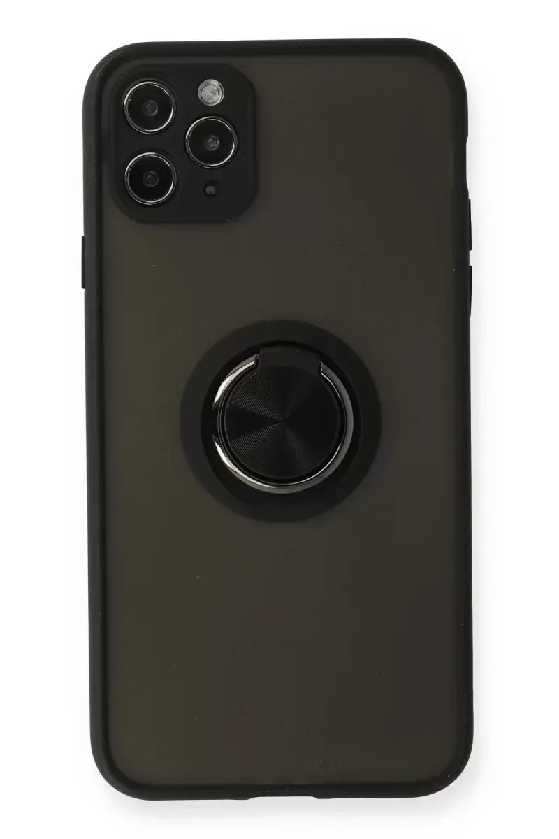 Newface İphone 11 Pro Kılıf Montreal Yüzüklü Silikon Kapak - Siyah
