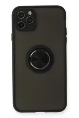 Newface İphone 11 Pro Kılıf Montreal Yüzüklü Silikon Kapak - Siyah
