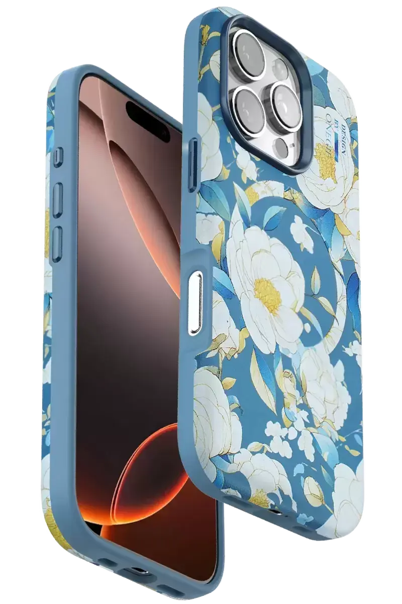 Onegif İphone 16 Pro Flower Series Magsafe Kapak - Mavi