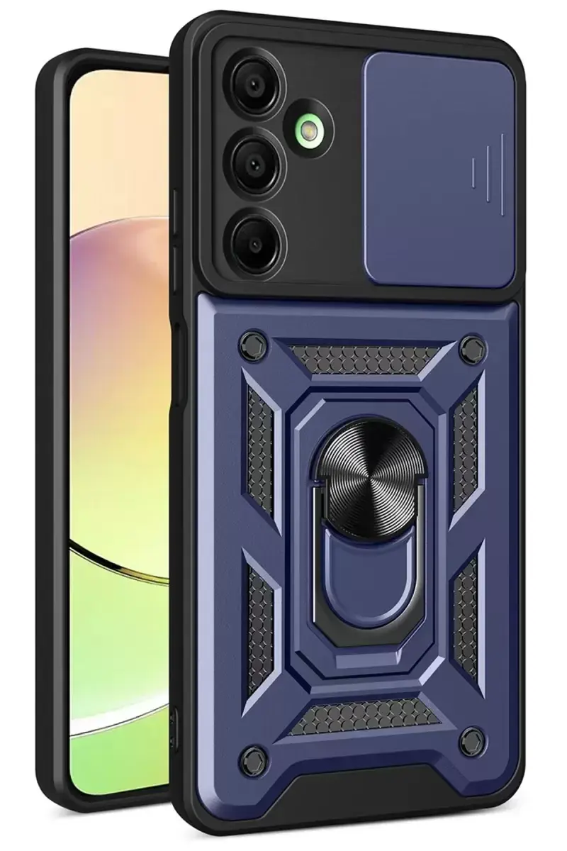 Newface Samsung Galaxy A26 Kılıf Pars Lens Yüzüklü Silikon - Lacivert