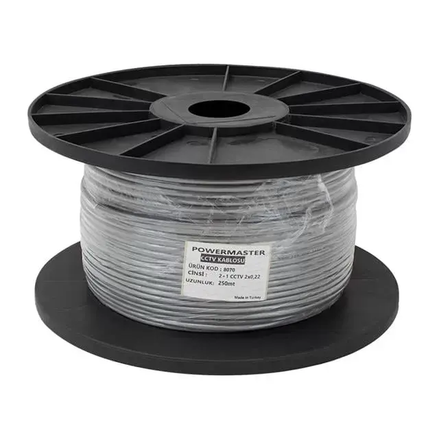 Powermaster 2+1 Gri 0.22 Mm Cctv Kamera Kablosu 250 Metre
