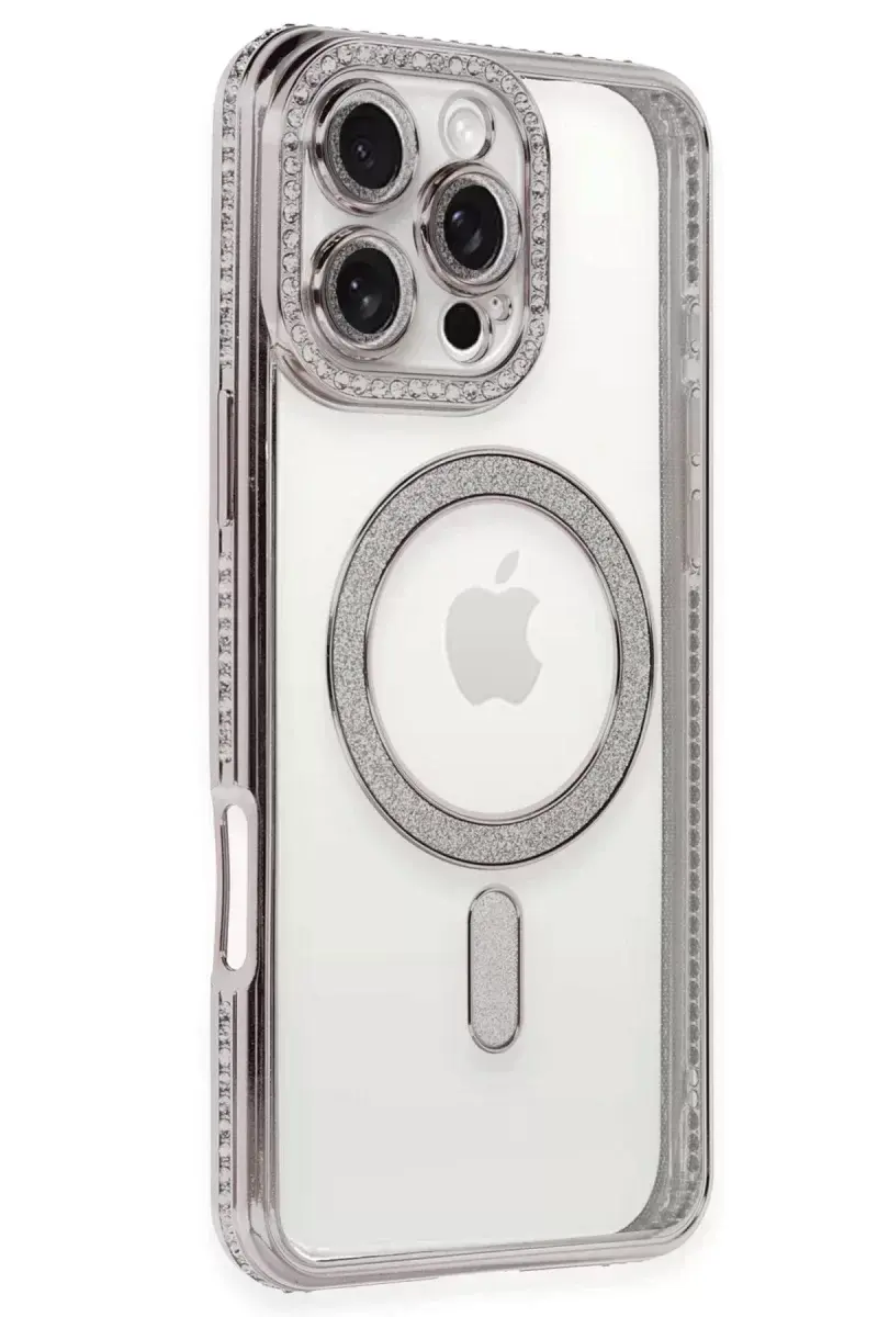 Newface İphone 16 Pro Kılıf Joke Simli Magneticsafe Kılıf - Pembe