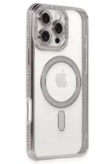 Newface İphone 16 Pro Kılıf Joke Simli Magneticsafe Kılıf - Pembe